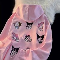Áo Khoác Hoodie In Nhiều Mèo Kitty Gấu Có Nón Mẫu Mới – Htm Fashkon