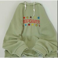 Áo KHOÁC Hoodie KEEPNAIVE Ulzzang Unisex Áo khoác hoodie zip chất liệu nỉ có mũ dài tay khoá kéo - Xanh - L