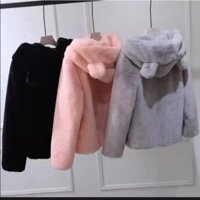 Áo khoác hoodie lông cừu 2 mặt mũ siêu to tai thỏ thời trang hàn quốc