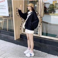 Áo KHOÁC Hoodie LỬNG CUTE Nữ Ulzzang Unisex 1hitshop - ĐEN,Size M