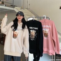 Áo Khoác Hoodie Nam Nữ Cặp Nỉ Bông Dày Dặn Hàng QC Áo Khoác Hoodie Couple Sweater Nam Unisex TRÀ SỮA BURE - Kem
