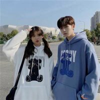 Áo khoác hoodie nam nữ chất nỉ ngoại chi đầu họa tiết chữ cùng in 3d hình gấu hót trend - màu trắng,M
