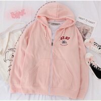 Áo Khoác Hoodie nam nữ Chống Bụi 123SHOP In Hình PUPPY Nỉ Form Rộng Có Dây Kéo Unisex Ulzzang - Hồng,L dưới 55kg, 1m55