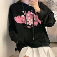 Áo Khoác Hoodie Nam Nữ Chui Đầu Logo In Chữ Nổi Phối Hình Tim Có Nón 2 Lớp Che Nắng Cực Tốt TP - Đen - XL