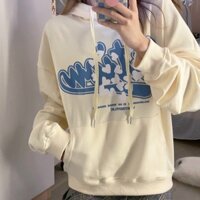 Áo Khoác Hoodie Nam Nữ Chui Đầu Logo In Chữ Nổi Phối Hình Tim Có Nón 2 Lớp Che Nắng Cực Tốt TP - Kem - XL