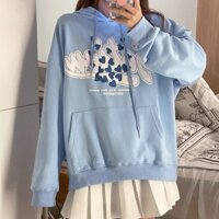 Áo Khoác Hoodie Nam Nữ Chui Đầu Logo In Chữ Nổi Phối Hình Tim Có Nón 2 Lớp Che Nắng Cực Tốt TP - xanh - XL