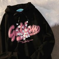 Áo Khoác Hoodie Nam Nữ Chui Đầu Logo In Chữ Nổi Phối Hình Tim Có Nón 2 Lớp Che Nắng Cực Tốt TP - Đen - L