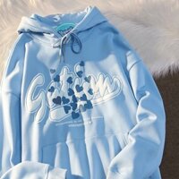 Áo Khoác Hoodie Nam Nữ Chui Đầu Logo In Chữ Nổi Phối Hình Tim Có Nón 2 Lớp Che Nắng Cực Tốt TP - xanh - L