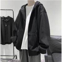 ÁO KHOÁC HOODIE NAM NỮ KHÓA KÉO MÀU XANH NGỌC , ÁO KHOÁC MŨ TRÙM MÀU TRƠN - ĐEN - 40-60KG