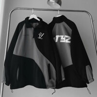 Áo khoác hoodie Nam Nữ kiểu khóa lửng cổ trụ phối thân có dây rút lai 4TYZcolection 2023 form rộng 777TPhoodie568 568