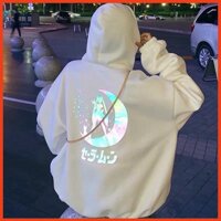 Áo Khoác Hoodie Nam Nữ Unisex In Hình Thủy Thủ Mặt Trăng Phản Quang Form Rộng - Trắng,M
