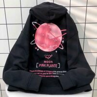 Áo Khoác Hoodie Nỉ Bông PINK PLANTE Dây Kéo Form Rộng Unisex Nam Nữ Phong Cách Hàn Quốc Ullzang KUN - ĐEN,M 37- &lt;50KG &lt;1M63