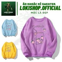 Áo Khoác Hoodie Nỉ chống nắng Dành Cho Nam Cho Nữ  Không Có Mũ Chất Nỉ Form rộng in hình Hộp Sữa Unisex ANAMY SHOP - Xanh,L dưới 55kg , m55