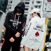 Áo khoác hoodie nỉ nam nữ thần bài thời trang - Đen - FreeSize