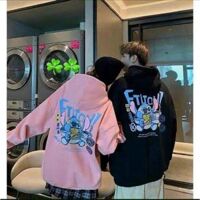 Áo Khoác Hoodie Nỉ Ngoại Ftitch Unisex Couple Mặc Siêu Đẹp Freesize 40-65Kg Knn65 - đen