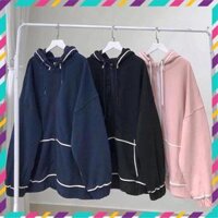 Áo Khoác Hoodie Nữ Khóa Kéo Tay Bồng Nỉ Có Mũ A82.G044 - XANH TÍM THAN
