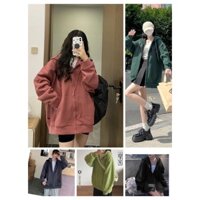 Áo khoác hoodie nữ, khoác nỉ trơn bo zip có mũ 2 lớp form rộng ulzzang mặc đôi basic hàn quốc local brand G23