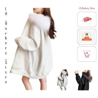 Áo khoác hoodie Nữ mũ lông dây kéo chất nỉ trơn phong cách hàn quốc UTLDhoodie164
