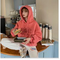 áo khoác hoodie nữ thun nỉ ngoại in hình con gấu IM BEA.Y nón 2 lớp siêu đẹp cái tính hiện đại - màu dỏ,M