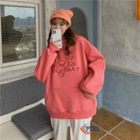 áo khoác hoodie nữ thun nỉ ngoại in hình con gấu IM BEA.Y nón 2 lớp siêu đẹp cái tính hiện đại - màu dỏ,L