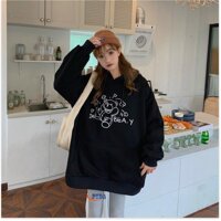 áo khoác hoodie nữ thun nỉ ngoại in hình con gấu IM BEA.Y nón 2 lớp siêu đẹp cái tính hiện đại - màu đen,M