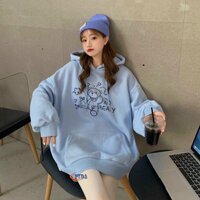 áo khoác hoodie nữ thun nỉ ngoại in hình con gấu IM BEA.Y nón 2 lớp siêu đẹp cái tính hiện đại - XANH,L