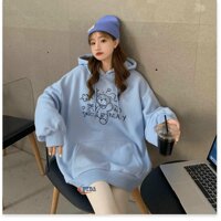 áo khoác hoodie nữ thun nỉ ngoại in hình con gấu IM BEA.Y nón 2 lớp siêu đẹp cái tính hiện đại - XANH,XL