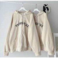 Áo  Khoác Hoodie nữ zip  nỉ bông Ulzzang Unisex , mũ áo trùm đầu 2 lớp, phong cách Hàn Quốc -- Áo Khoác Thái Lan