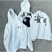 Áo Khoác Hoodie Stusy Màu Xám Tiêu Vải Nỉ Chân Cua - Hoodie Stusy Đầy Đủ Tem Tag