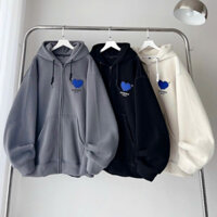 Áo khoác hoodie thêu TIM XANH thủy chung form rộng có nón phong cách hàn quốc-Fammilyshop