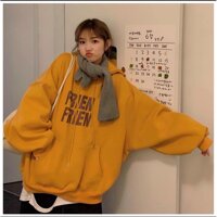 Áo Khoác Hoodie Tròng Đầu FRIEN Kiểu Tay Phồng Dáng Rộng Phối Nón Chất Nỉ Bông Dày Dặn Siêu Cá Tính - VÀNG CAM - S
