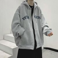 Áo Khoác Hoodie Unisex YSTA Tay Phồng Phối Dáng Rộng Cá Tính Thời Trang Hot Trend Mới - Xám - S