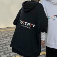 Áo Khoác Hoodie Unisex OUTERITI Kiểu Zip Kéo Chất Nỉ PE Mềm Siêu Ấm Thiết Kế Ulzzang Dáng Rộng Hot Trend Mới - Đen - S