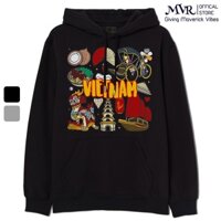 Áo khoác hoodie Việt Nam vải bông cotton Da Cá ấm không xù Danh Lam Hà Nội Hạ Long KA9002 LITH11062001