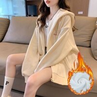 Áo khoác hoodie zip 3-màu dành cho nữ - áo khoác có mũ trùm đầu với bông dày, mềm mại