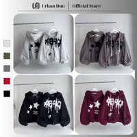 Áo Khoác Hoodie Zip Áo Nỉ Dày Form Boxy Rộng Mềm Mịn Tay Phồng In Nổi Nét Nam Nữ Unisex URBAN DUO
