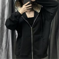 Áo Khoác Hoodie Zip BBR Vintage Phối Hoạ Tiết Nón Sọc Caro - Áo Khoác Dây Kéo Chất Cotton Nỉ Bông Dà lo
