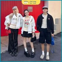 Áo khoác hoodie zip dây kéo nỉ HOODIE ZIP BOXY VER2 da thêu đắp vải WHOSE 77 unisex nam nữ from rộng