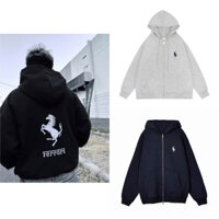 Áo khoác hoodie zip Ferrari Thêu khóa kéo nỉ bông 900gam mũ 2 lớp form rộng nam nữ unisex_polomanhn