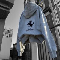 Áo Khoác Hoodie Zip FERRARI Vải Nỉ Bông Form Rộng Unisex Nam Nữ