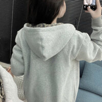 Áo khoác Hoodie zip họa tiết nón phối 2 lớp dày dặn ấm áp chất nỉ ko xù