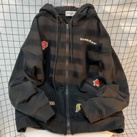 Áo Khoác Hoodie Zip ICON STICKER Jacket Dây Kéo Vải Nỉ Bông Ulzzang Form Rộng Nam Nữ