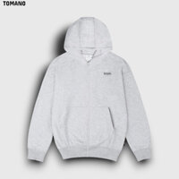 Áo Khoác Hoodie Zip LEVEN Tay Phồng Nón 2 Lớp Trùm Qua Đầu Vải Nỉ Bông Form Rộng Màu Xám - TOMANO