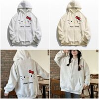 Áo Khoác Hoodie Zip Mèo Kitty In Pet Chắc Chắn Nam Nữ Áo Nỉ Bông Khóa Kéo Thun Len Tay Dài  Form Rộng Unisex Top Jacket