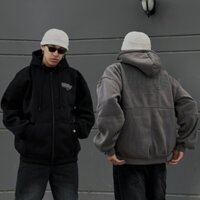 Áo khoác hoodie zip nam nữ dây kéo in chữ basic nhiều màu dày dặn form rộng nỉ bông mặc cặp đôi unisex Pandax Polime