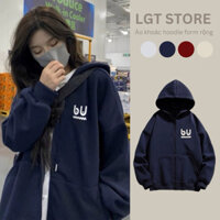 Áo Khoác Hoodie Zip Nam Nữ Form Rộng B.U, Áo Khoác Hoodie Form Rộng Chất Vải Nỉ Ngoại Siêu Đẹp