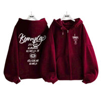 Áo khoác hoodie zip nỉ bông dây kéo form Boxy In Nổi Logo Chữ KOOMILAA Unisex Nam Nữ Bo vải , mũ 2 lớp UT20
