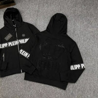 Áo Khoác Hoodie Zip Philip Plein Phối logo in Sọc Ngang Thân Logo Thêu Nổi Hottrend 2024 - Áo Hoodie Zip Philip Plein