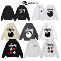 Áo khoác hoodie zip Stussy chính hãng chất nỉ cao cấp unisex nam nữ basic  form rộng oversize local brand 311PI