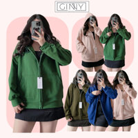 Áo khoác Hoodie Zip thun HELEN TL-016 | Chống Nắng, Có Túi Trong, Nón Rộng Form Rộng chuẩn Ulza | Ginny Shop